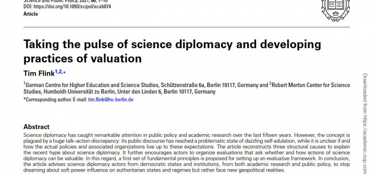 Taking the pulse of science diplomacy and developing practices of valuation